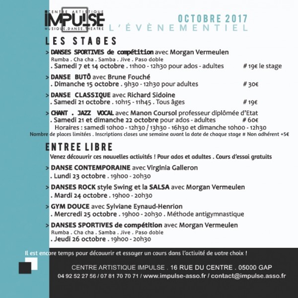 Stages d'octobre 2017