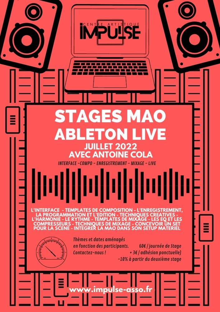 Affiche Stages MAO Impulse juillet 2022