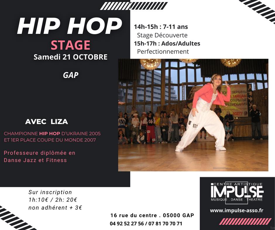 Stage de danse Hip Hop à Impulse le 21-10-23
